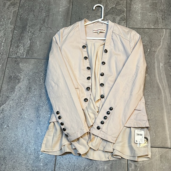 Free People Ruffles Romance Jacket Military Style Button Front NWT - Picture 12 of 14